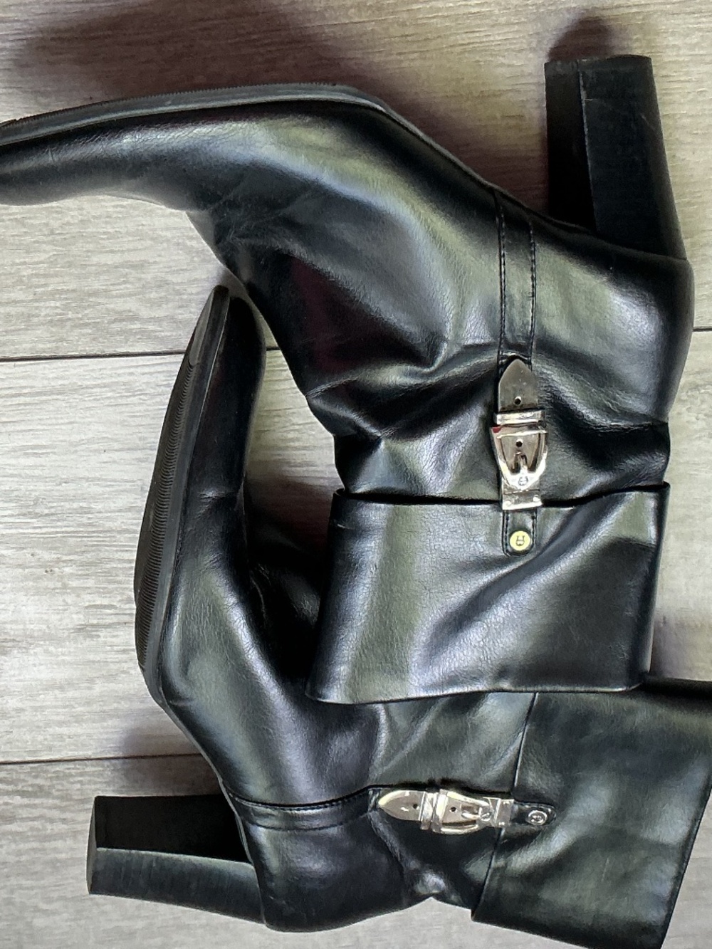 Etienne Aigner Monika Black Heeled Boots 8M Inner Flaw - Great Function